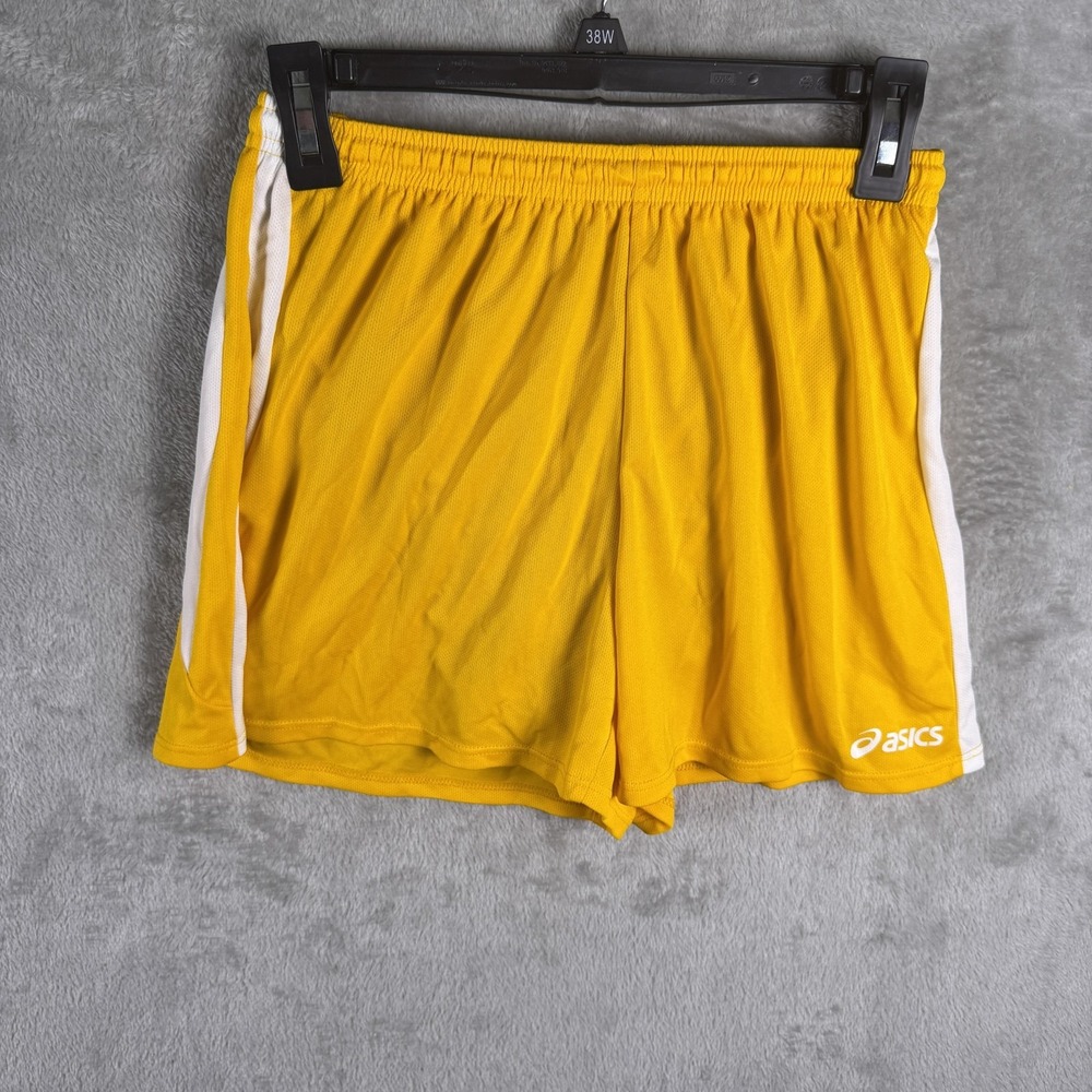 Asics Shorts Mens Medium Yellow 6" Running Quick Dry Mesh Pockets Athletic TF754